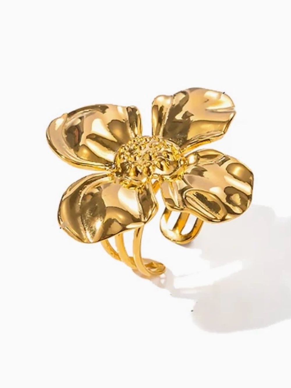 Adina Eden Flower Ring, Adjustable, in 18K Gold-Plate. Brand new!